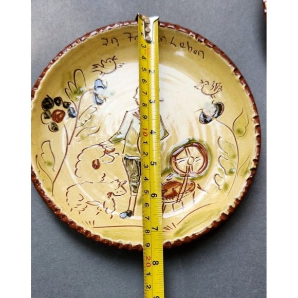 S J Pottery Redware Decorative Dishes Woman Man Animals Salesville Arkansas - Picture 9 of 16